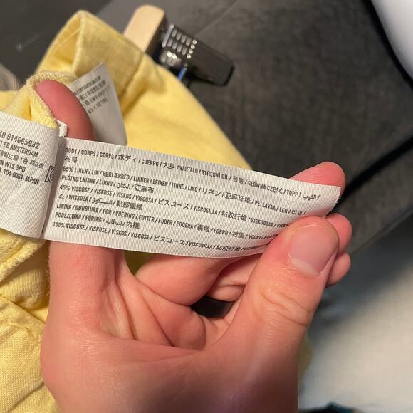 Abercrombie & Fitch SZ 31 US 12 Linen-Blend Tailored Straight Pant Butter Yellow - Picture 4 of 14